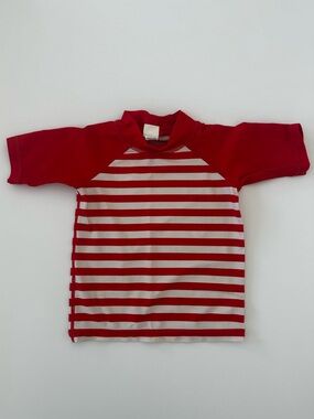 Rugged Butts Red And White Striped Rash Guard, 2T, Beach Summer Swim Sun